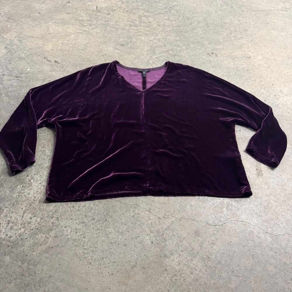 Eileen Fisher Purple Velvet Long Sleeve Top S/L Quiet Luxury